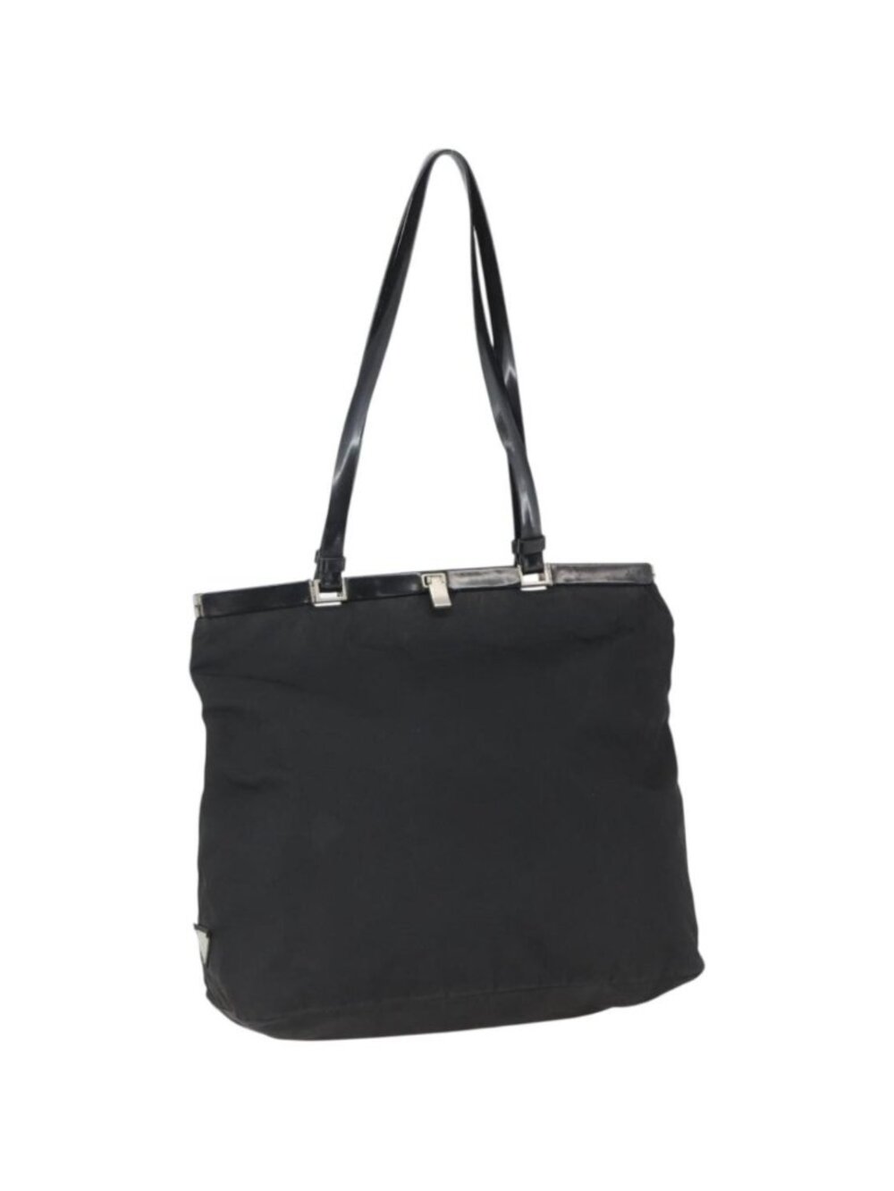 PRADA Tote Bag Nylon Black Silver
